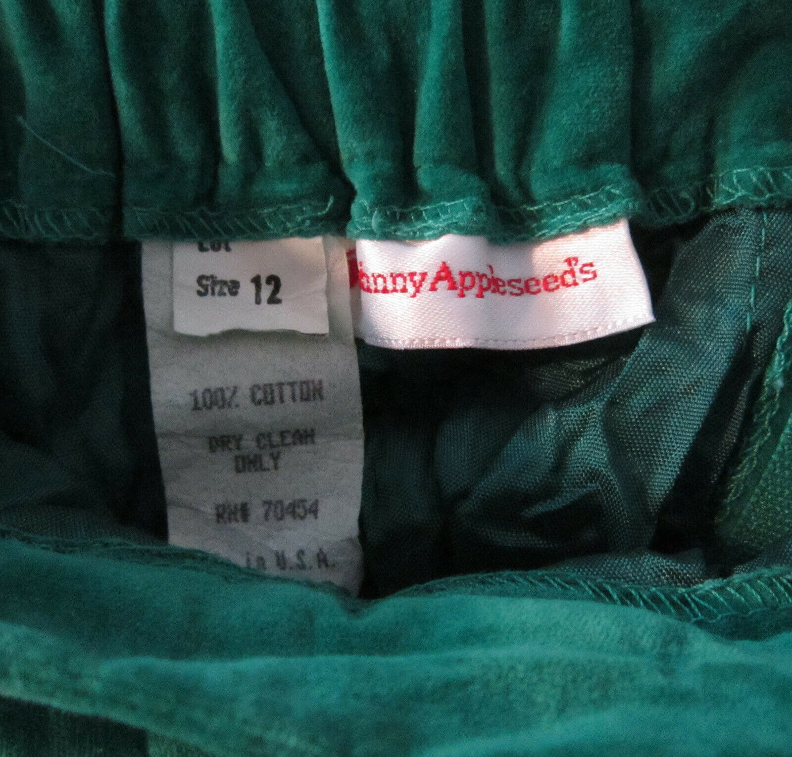 Vintage Johnny Appleseeds Lined Green Velveteen Maxi Skirt  Size 12 - Fresh Stock Dated February 2026