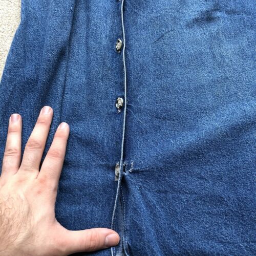 Vintage 90's Blue Button Front High-Waisted Denim Jean Midi Skirt ~Dungarees M10 - Fresh Stock Dated February 2026