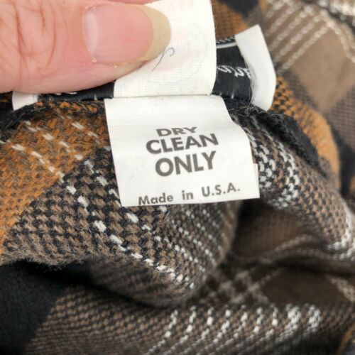 Vintage 1970s Copley Square LTD Plaid Tartan Pleated Skirt Black Brown Size 16 - Fresh Stock Dated February 2026