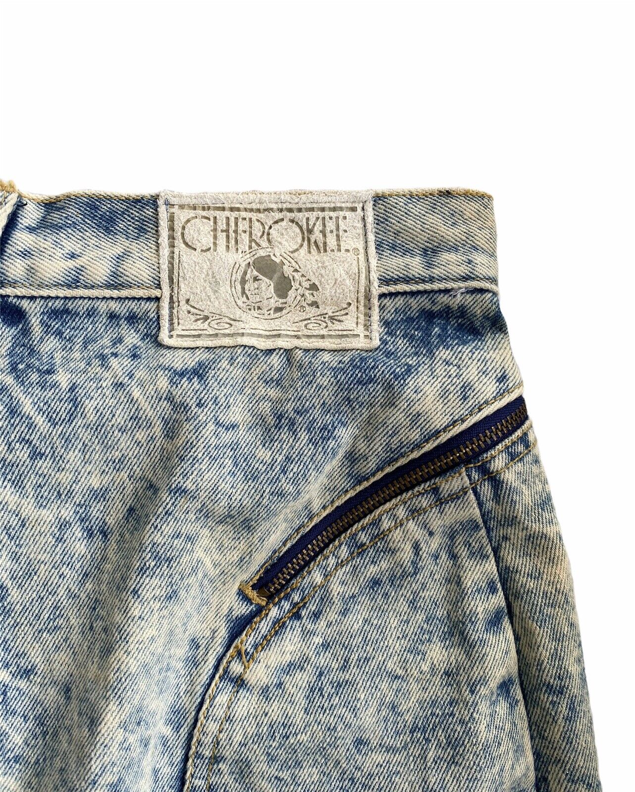 Womens Vtg Cherokee Denim Jean Skirt Acid Wash 28 Inch Waist 80s 90s - Fresh Stock Dated March 2026