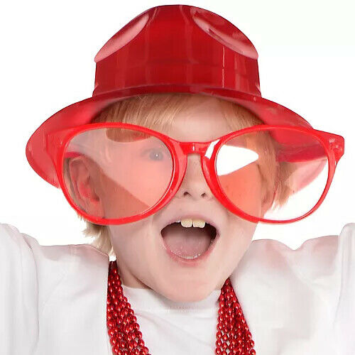 JUMBO RED EYE FRAME GLASSES BIG Lenses Clown Nerd Funny Giant Joke Sunglasses - Fresh Stock Dated February 2026