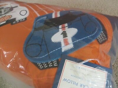 Pottery barn kids hot wheels PILLOW race car boy toy gift blue orange vehicle nt - Fresh Stock Dated December 2025