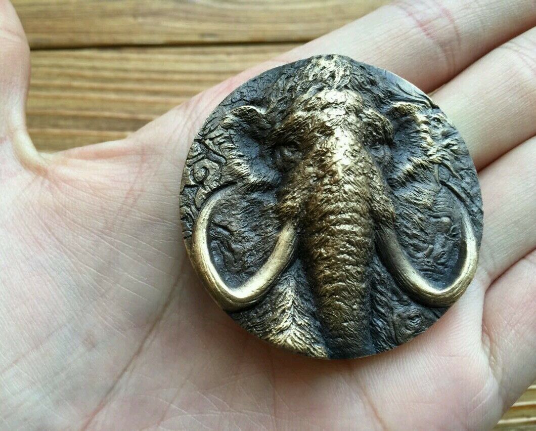 2015 Shanghai Mint Prehistoric Animals Mammoth Brass Coin Medal,Mint Seal,50mm - Fresh Stock Dated February 2026