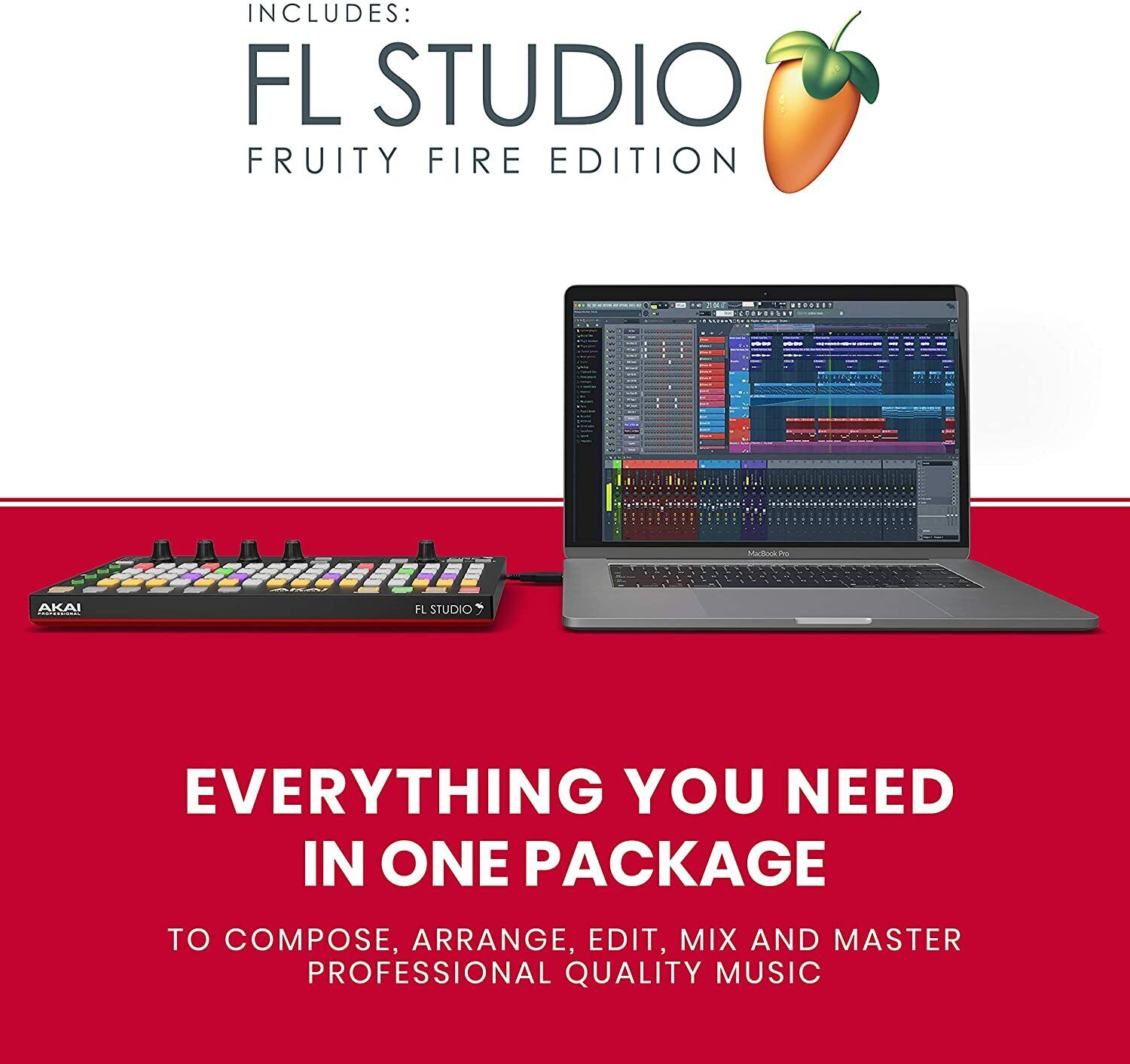 AKAI Professional Fire Software Bundle USB MIDI Controller for FL Studio + Case - Fresh Stock Dated February 2026