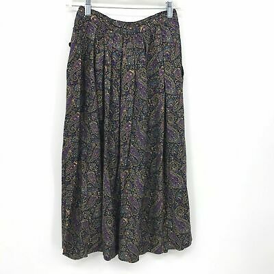 Giorgio Sant' Angelo Vintage Skirt 6 Pleated Midi Paisley Pockets Rayon Purple - Fresh Stock Dated March 2026