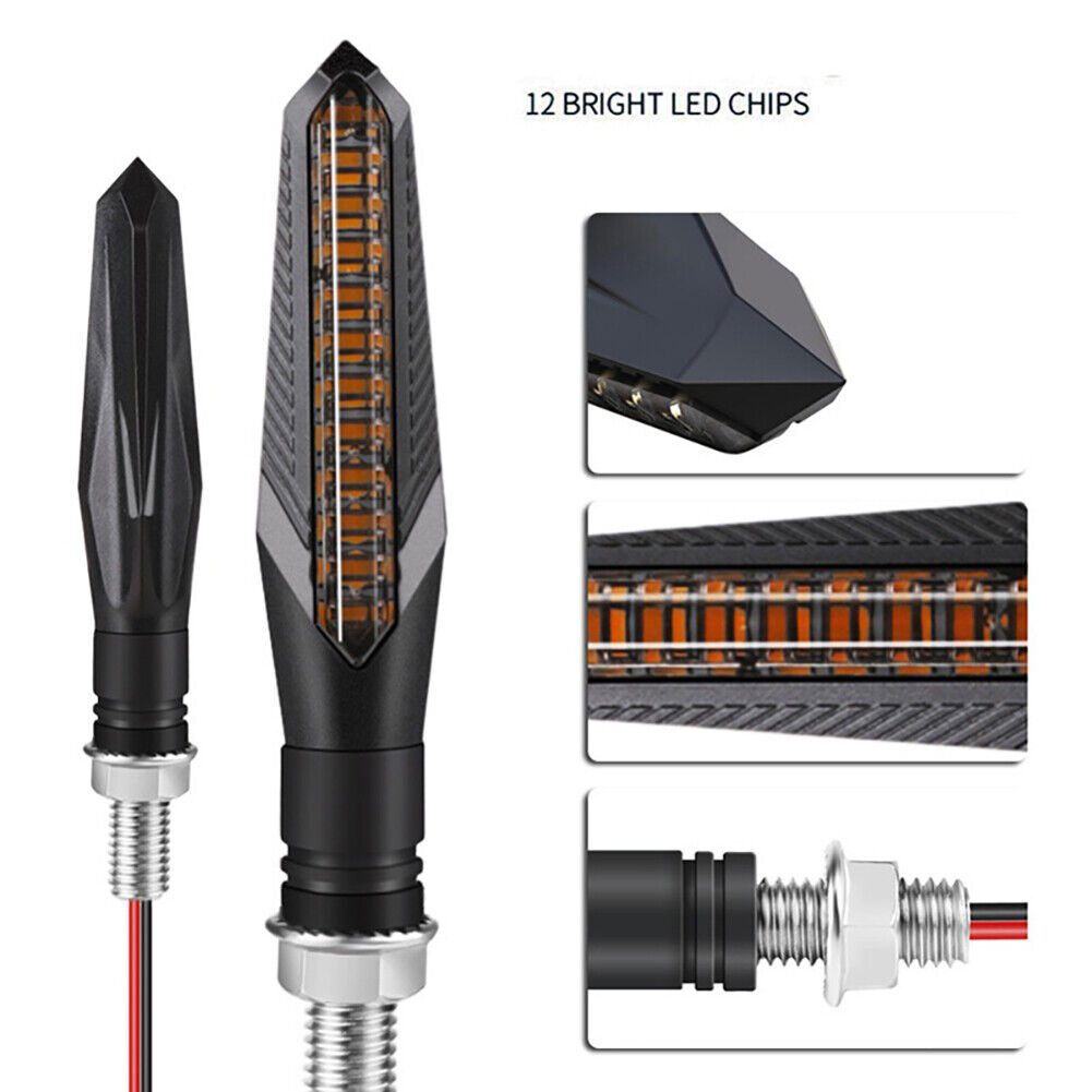 2PCS Motorcycle Turn Signals Lights Dynamic Sequential For Honda Yamaha Suzuki - Fresh Stock Dated February 2026