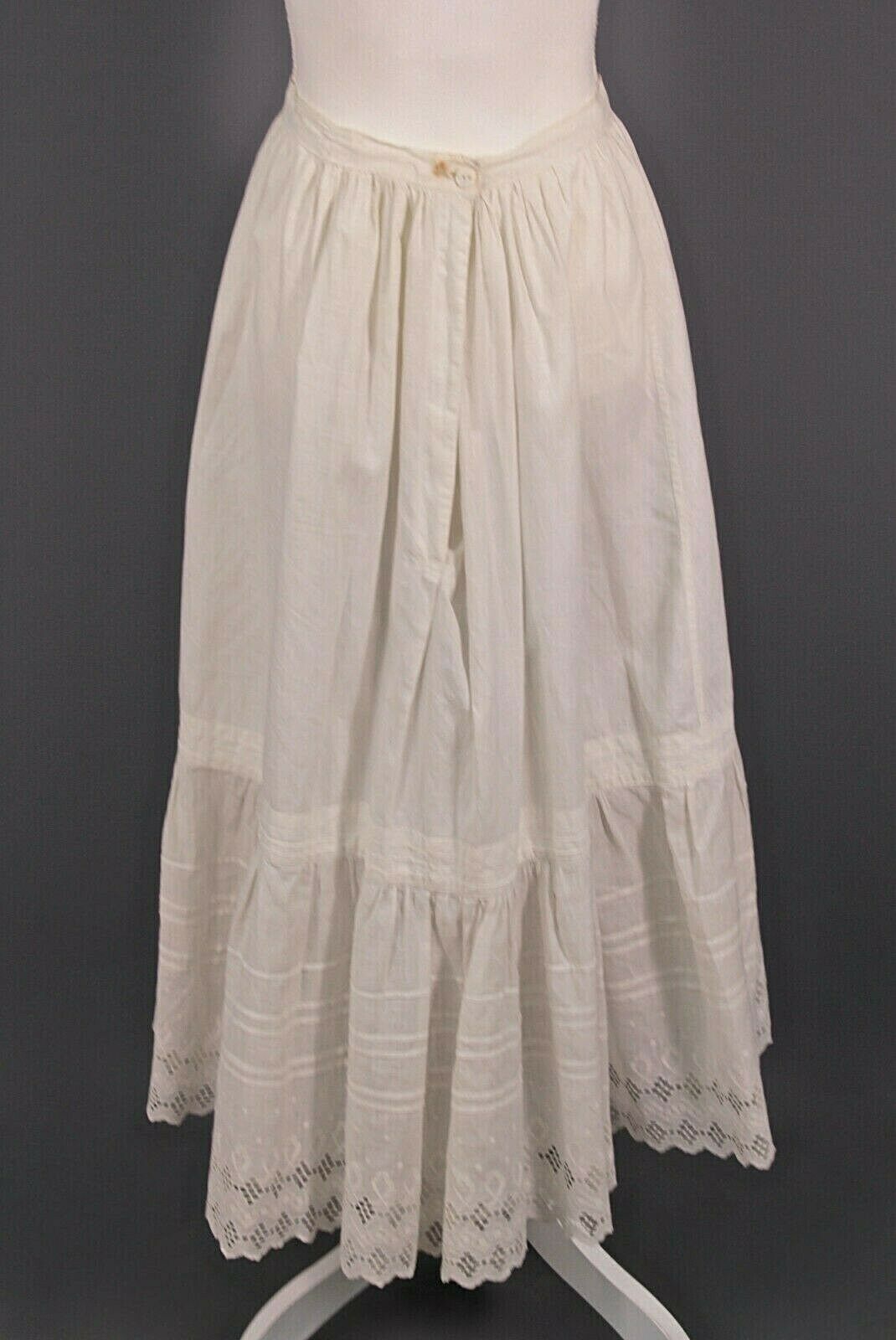 VTG Women's Antique Edwardian Early 1900s White Skirt W Eyelet Sz M - Fresh Stock Dated February 2026