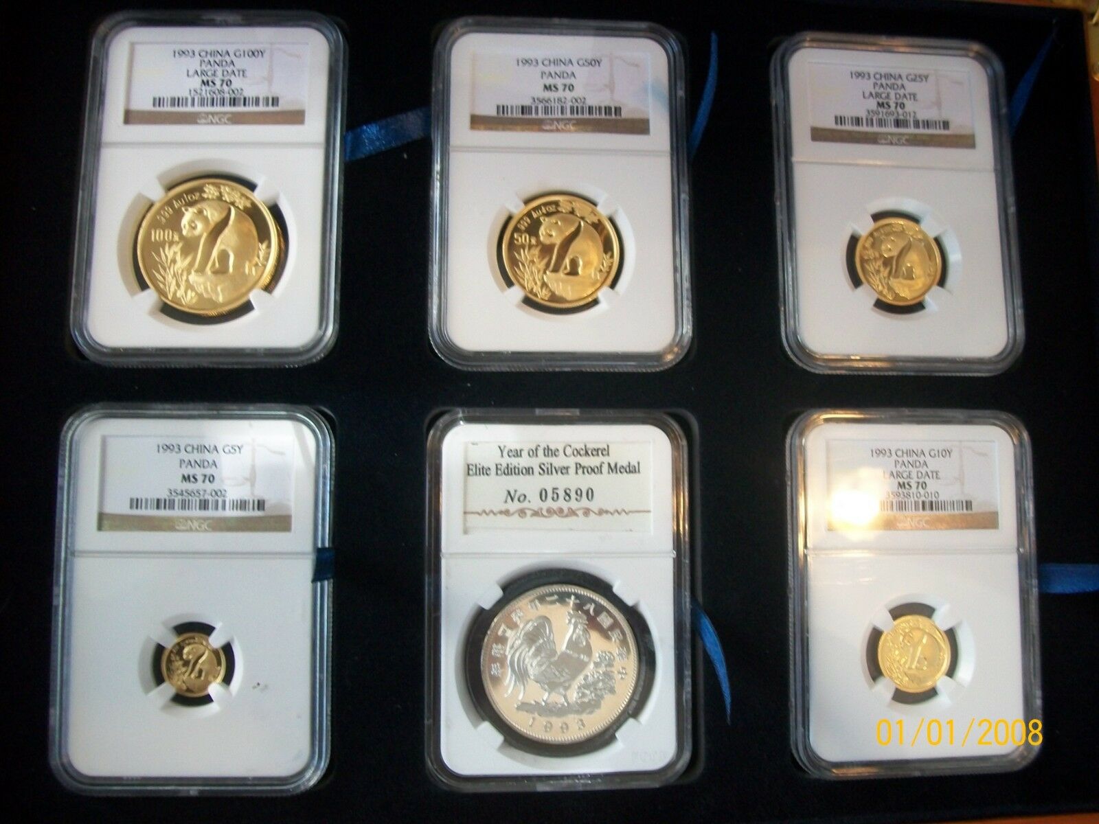 1993 CHINA GOLD PANDA 6 COINS NGC MS 70  COMPLETE prestige SET tradition pop 1 - Fresh Stock Dated February 2026