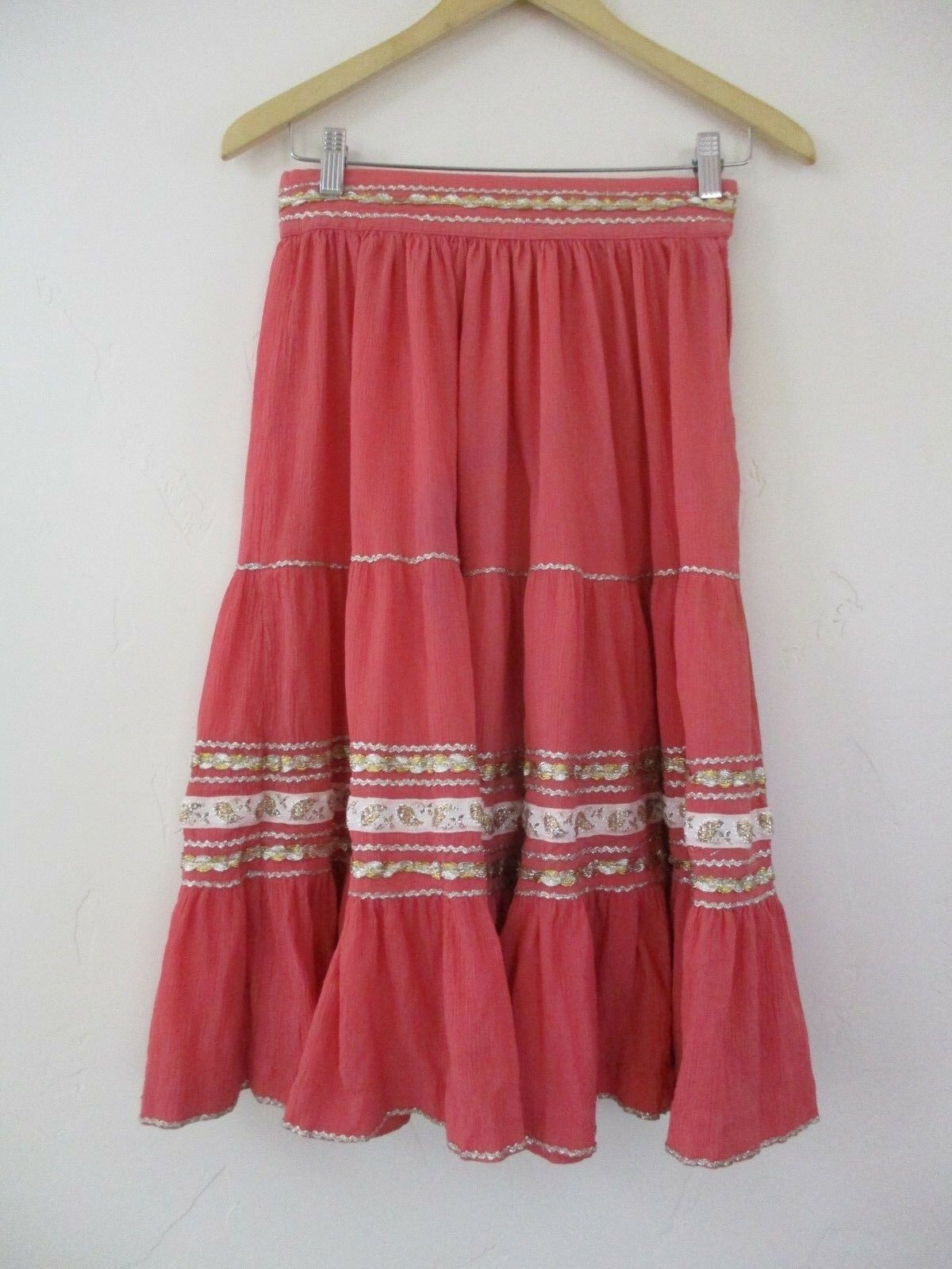 Women's Vintage skirt Pink Coral Southwest Navajo full S AS IS Native American - Fresh Stock Dated December 2025