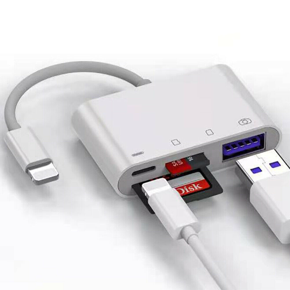 4 in1 USB to Card Reader Adapter USB Camera Micro SD Memory Slot for iPhone iPad - Fresh Stock Dated February 2026