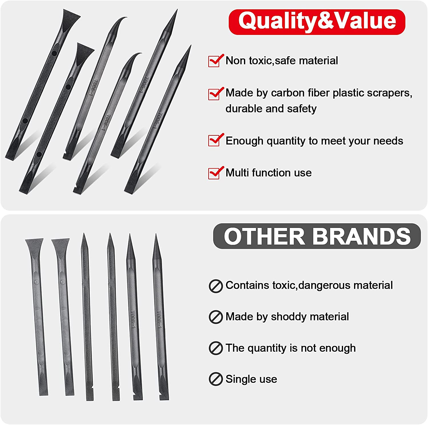 6 Pieces Plastic Scraper Cleaning Tool Carbon Fiber Lottery Ticket Scratcher Too - Fresh Stock Dated February 2026