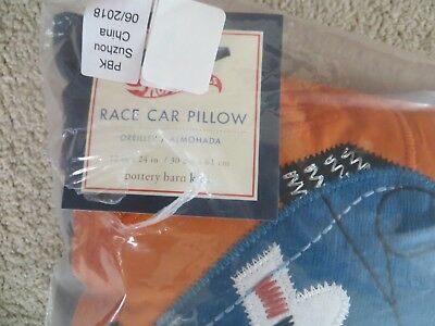 Pottery barn kids hot wheels PILLOW race car boy toy gift blue orange vehicle nt - Fresh Stock Dated December 2025