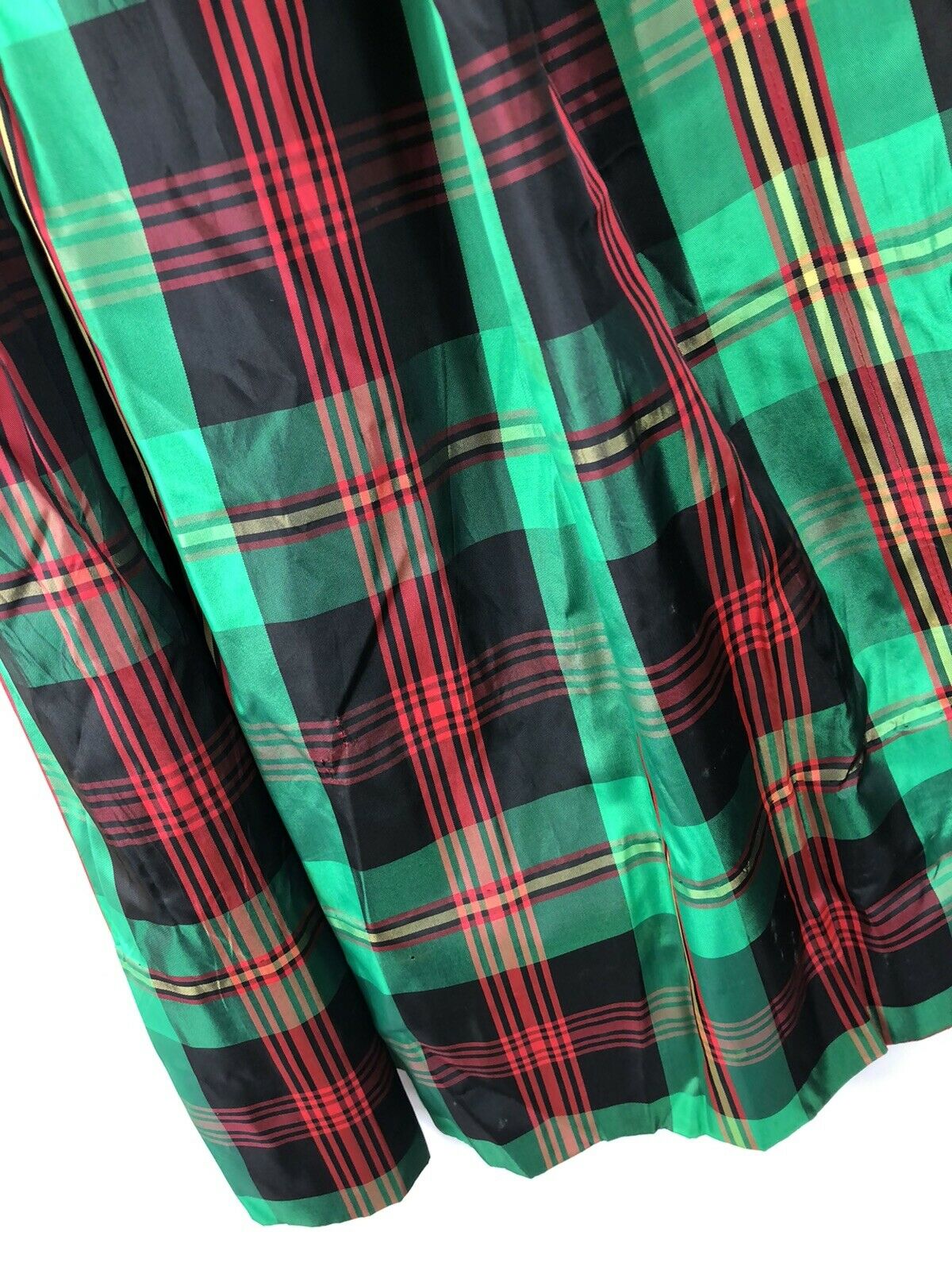 Vintage Les Wilk Taffeta Maxi Skirt 16 Plaid Green Red Yellow Black Christmas o - Fresh Stock Dated March 2026