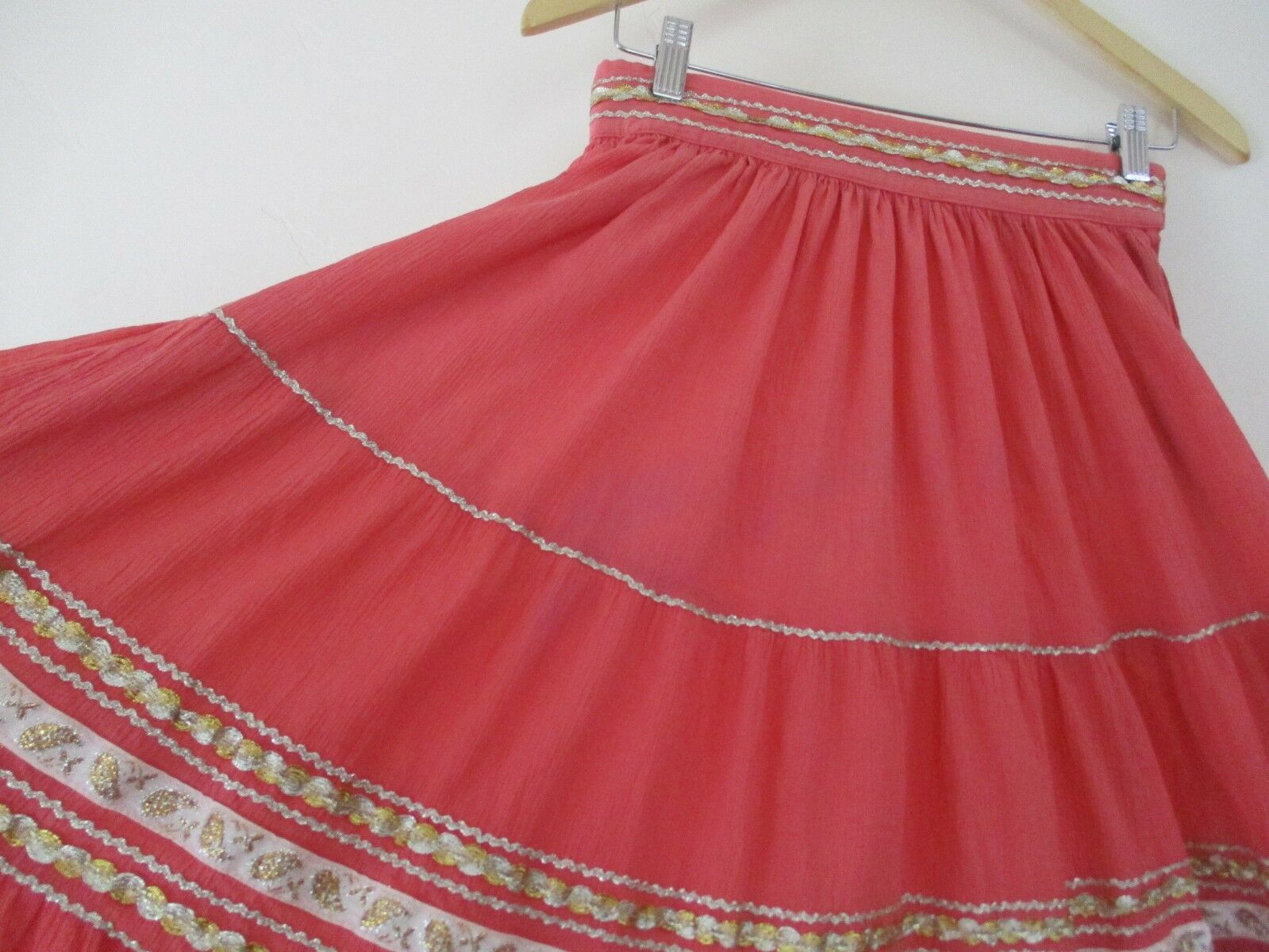 Women's Vintage skirt Pink Coral Southwest Navajo full S AS IS Native American - Fresh Stock Dated December 2025