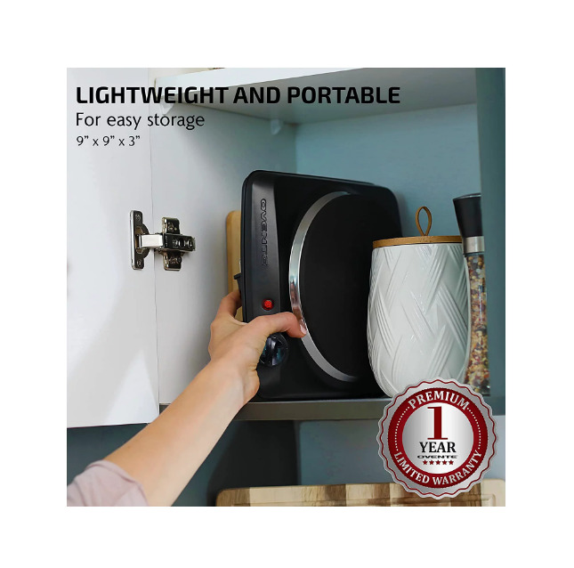 Portable Single Electric Burner Hot Plate Stove Dorm Compact Travel Counter Top - Fresh Stock Dated December 2025