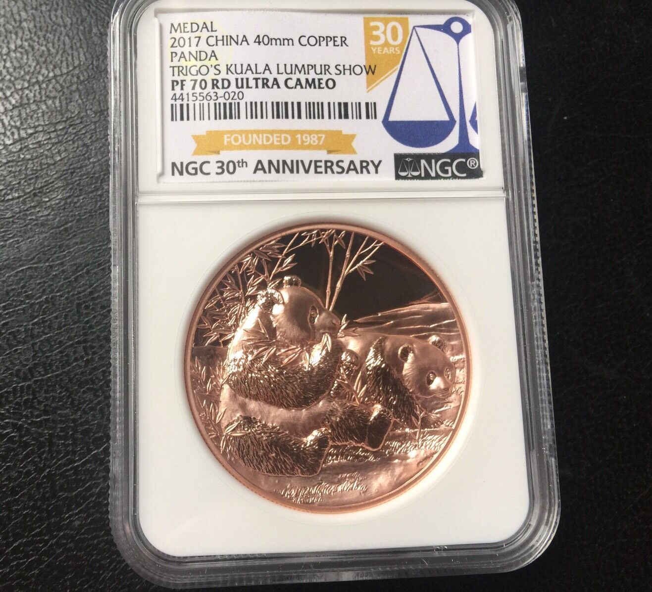 NGC PF70 2017 Malaysia Trigo's Panda Money Show Copper Panda Medal - Fresh Stock Dated February 2026