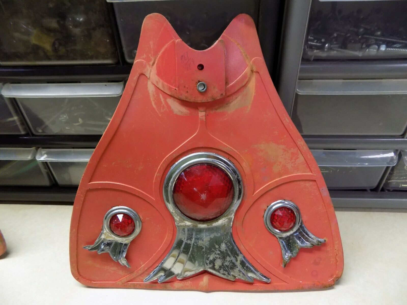 2 Vtg BICYCLE MUD FLAPS Red faceted reflectors chrome trim unmarked priced 98¢ - Fresh Stock Dated December 2025