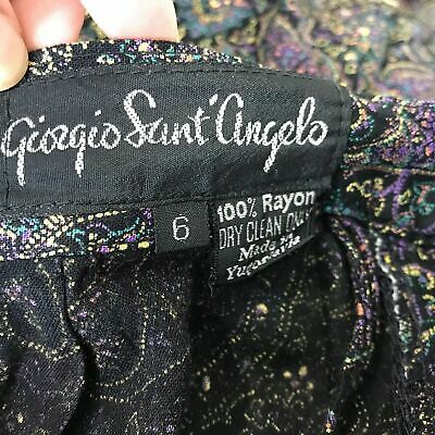 Giorgio Sant' Angelo Vintage Skirt 6 Pleated Midi Paisley Pockets Rayon Purple - Fresh Stock Dated March 2026