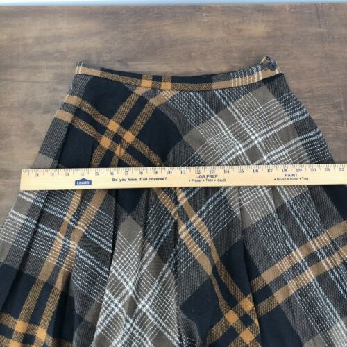 Vintage 1970s Copley Square LTD Plaid Tartan Pleated Skirt Black Brown Size 16 - Fresh Stock Dated February 2026