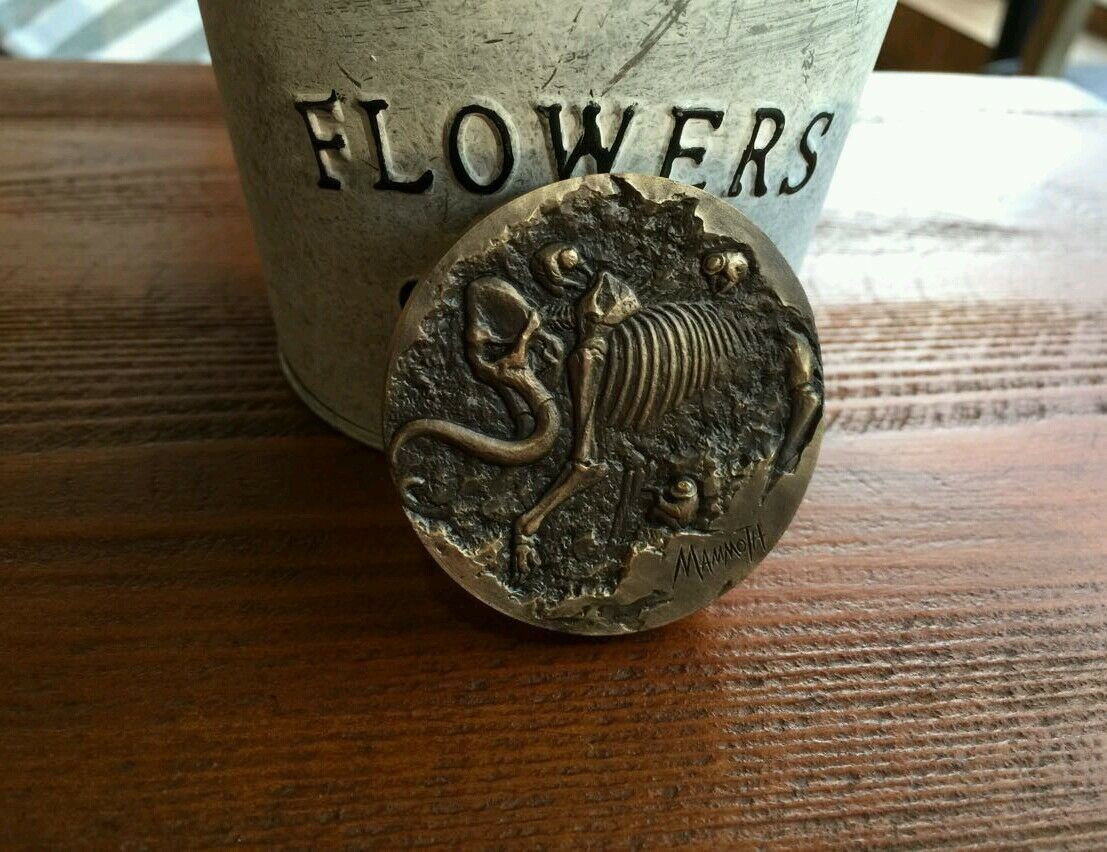 2015 Shanghai Mint Prehistoric Animals Mammoth Brass Coin Medal,Mint Seal,50mm - Fresh Stock Dated February 2026