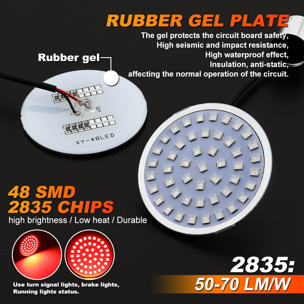 2x Motorcycle 1156 LED Rear Turn Signal Lights Red For Harley Davidson Street - Fresh Stock Dated February 2026