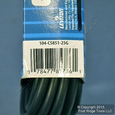 Leviton Black 25' Coaxial Video Cable GOLD PLUG Ends F-Type RG59 C5851-25G-104 - Fresh Stock Dated December 2025