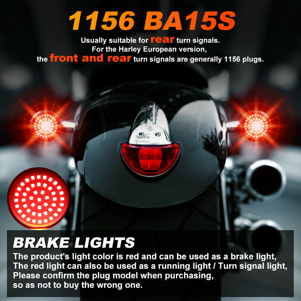 2x Motorcycle 1156 LED Rear Turn Signal Lights Red For Harley Davidson Street - Fresh Stock Dated February 2026