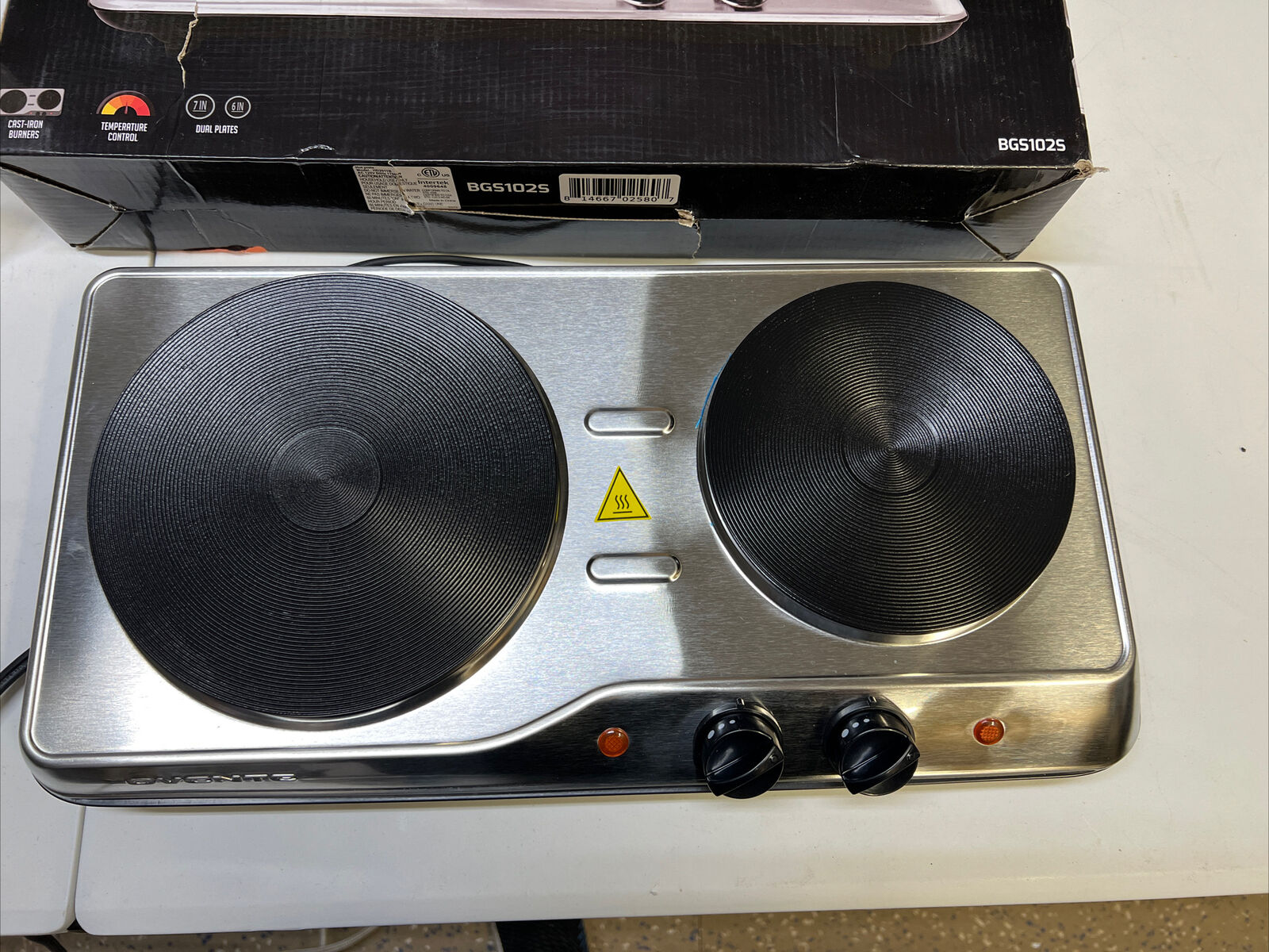 Portable Countertop Electric Stove Double Burner Cast Iron Hot Plate Cooktop NEW - Fresh Stock Dated February 2026