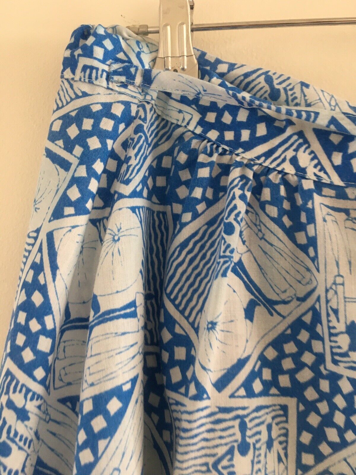 Vintage 70s Skirt Boho Hippie Beach Scene USA Nifty of California Med Blue - Fresh Stock Dated March 2026