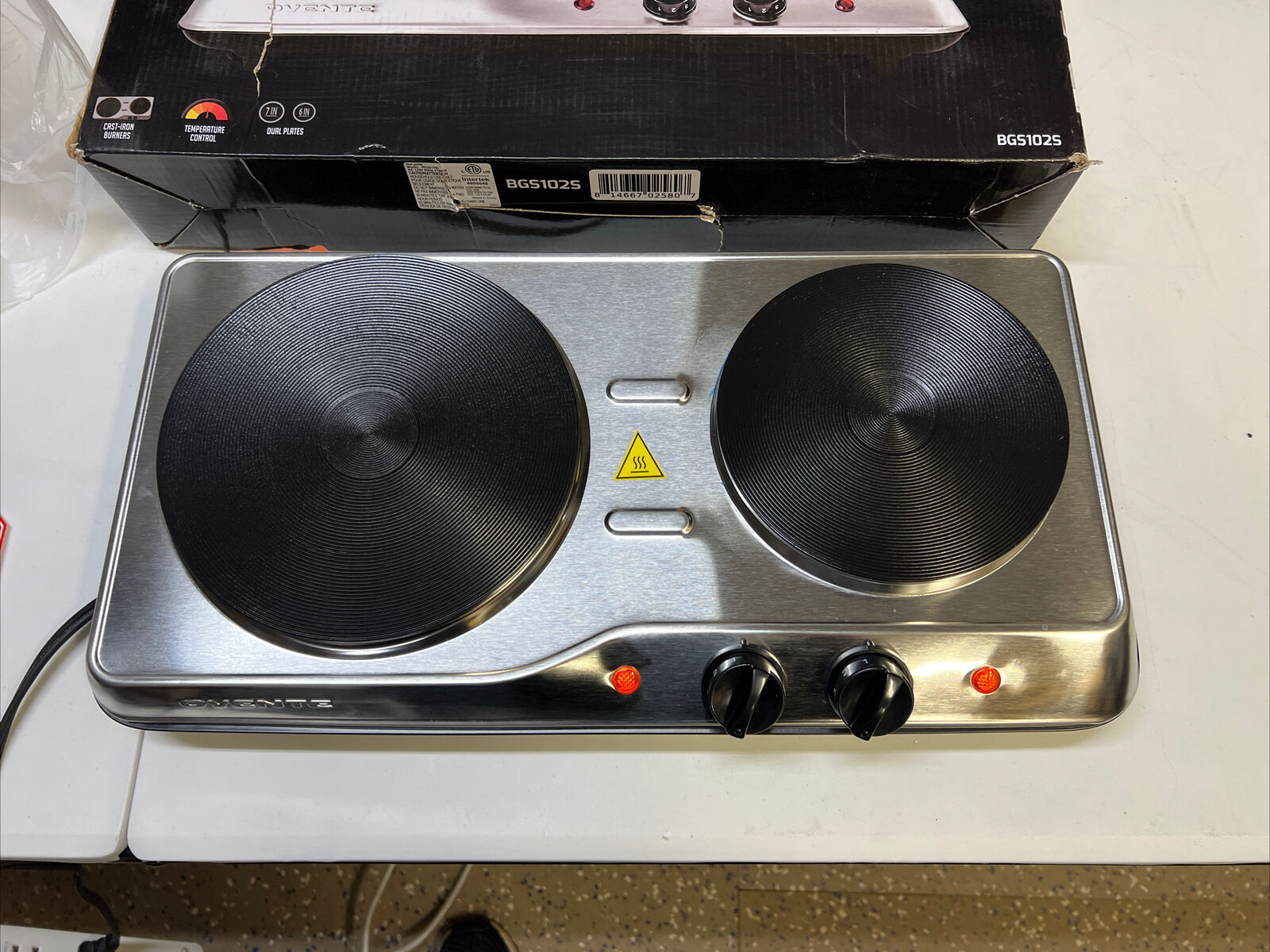 Portable Countertop Electric Stove Double Burner Cast Iron Hot Plate Cooktop NEW - Fresh Stock Dated February 2026