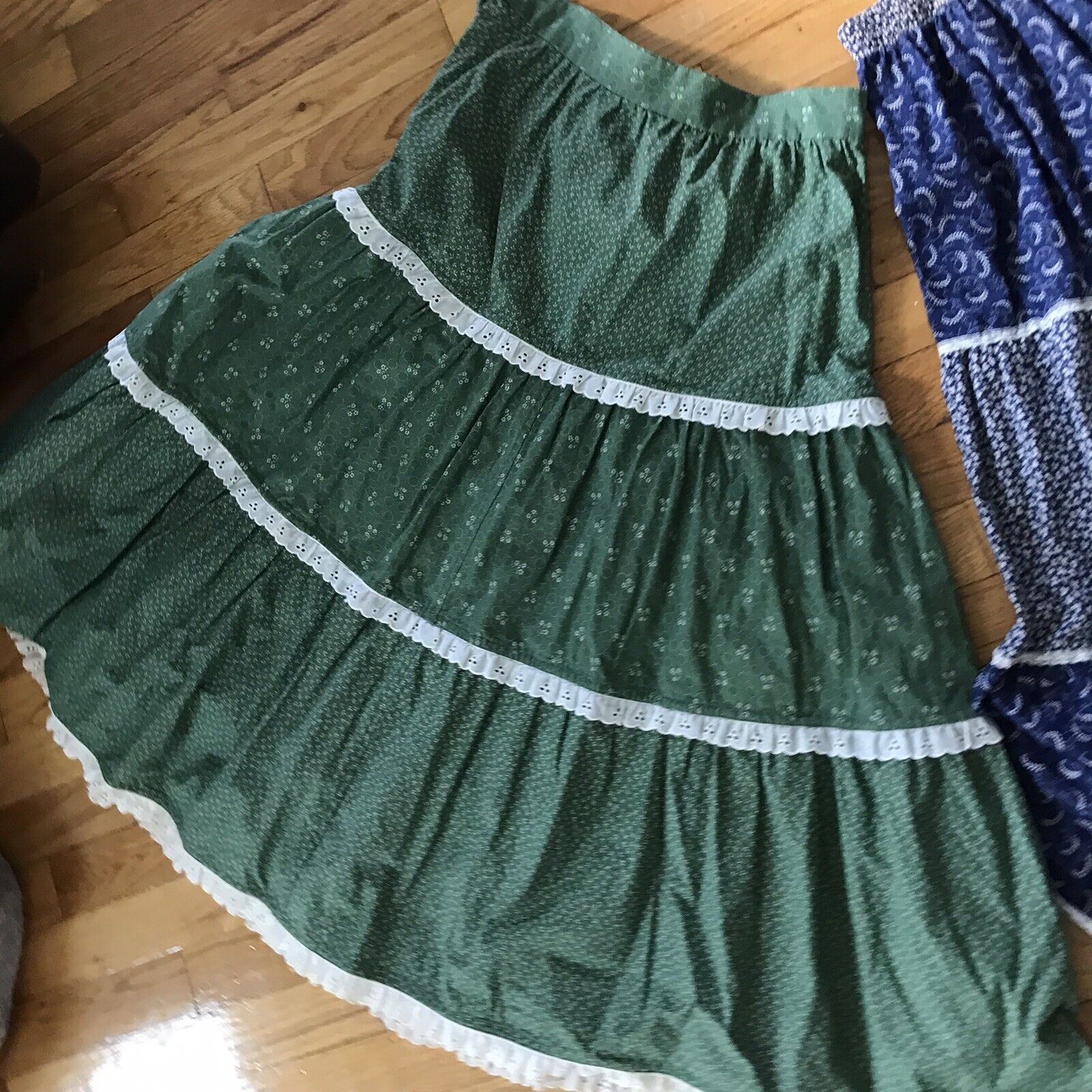 Vtg Calico Prairie Cottagecore 70s Floral Lace Maxi Skirt L Hippy Homespun 3 Lot - Fresh Stock Dated March 2026