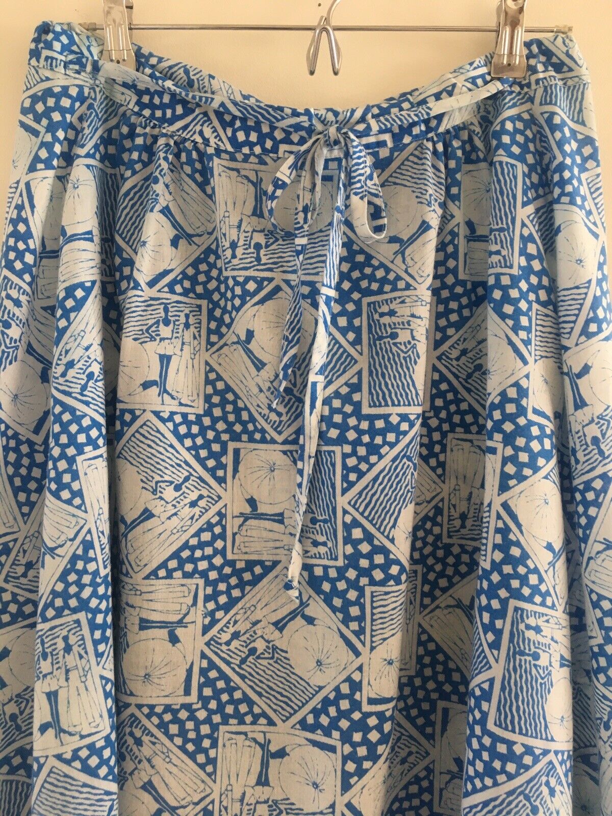 Vintage 70s Skirt Boho Hippie Beach Scene USA Nifty of California Med Blue - Fresh Stock Dated March 2026