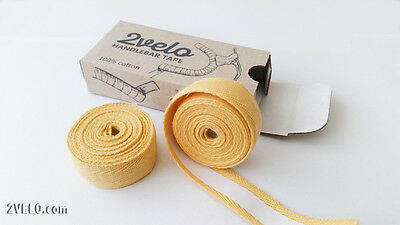 2Velo TOP COTTON Vintage HANDLEBAR TAPE vintage yellow - Fresh Stock Dated December 2025
