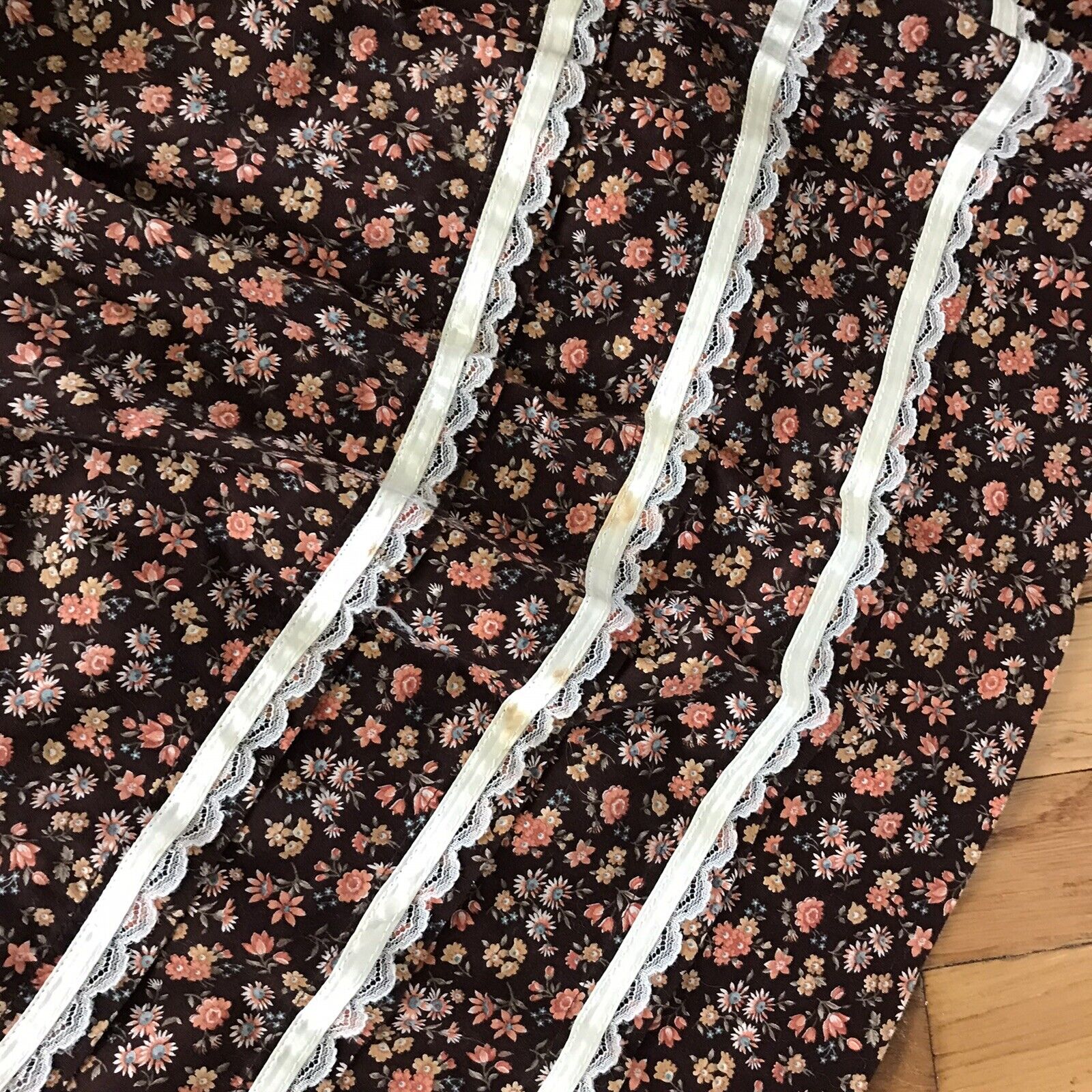 Vtg Calico Prairie Cottagecore 70s Floral Lace Maxi Skirt L Hippy Homespun 3 Lot - Fresh Stock Dated March 2026