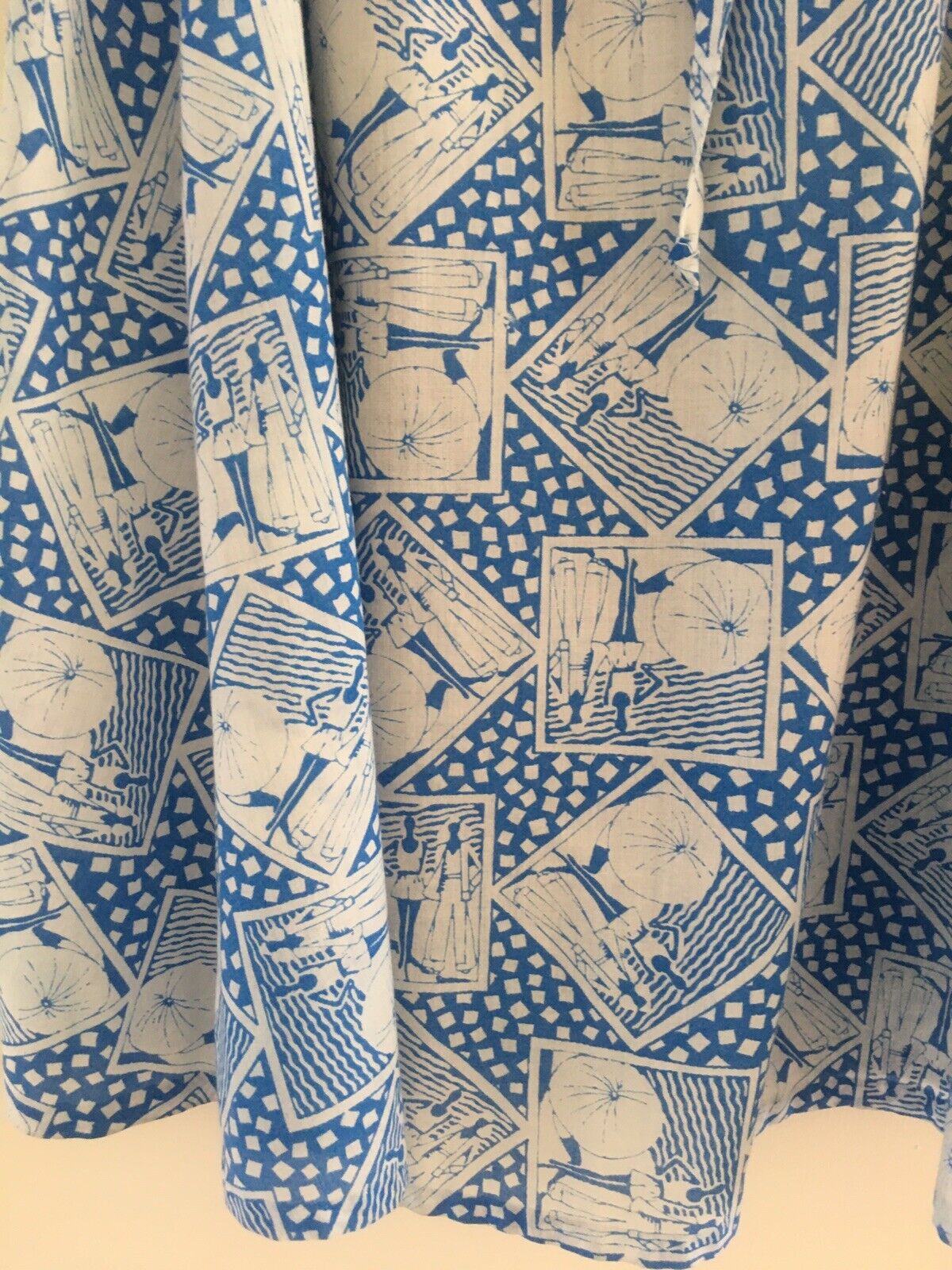 Vintage 70s Skirt Boho Hippie Beach Scene USA Nifty of California Med Blue - Fresh Stock Dated March 2026