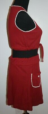 VTG 1960s Maroon White Crop Top A Line Mini Skirt Mod Outfit Sz S - Fresh Stock Dated February 2026