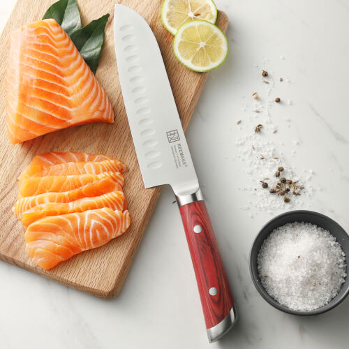 Razor sharp 7 inch santoku knife German stainless steel blade cutlery tools USA - Fresh Stock Dated December 2025