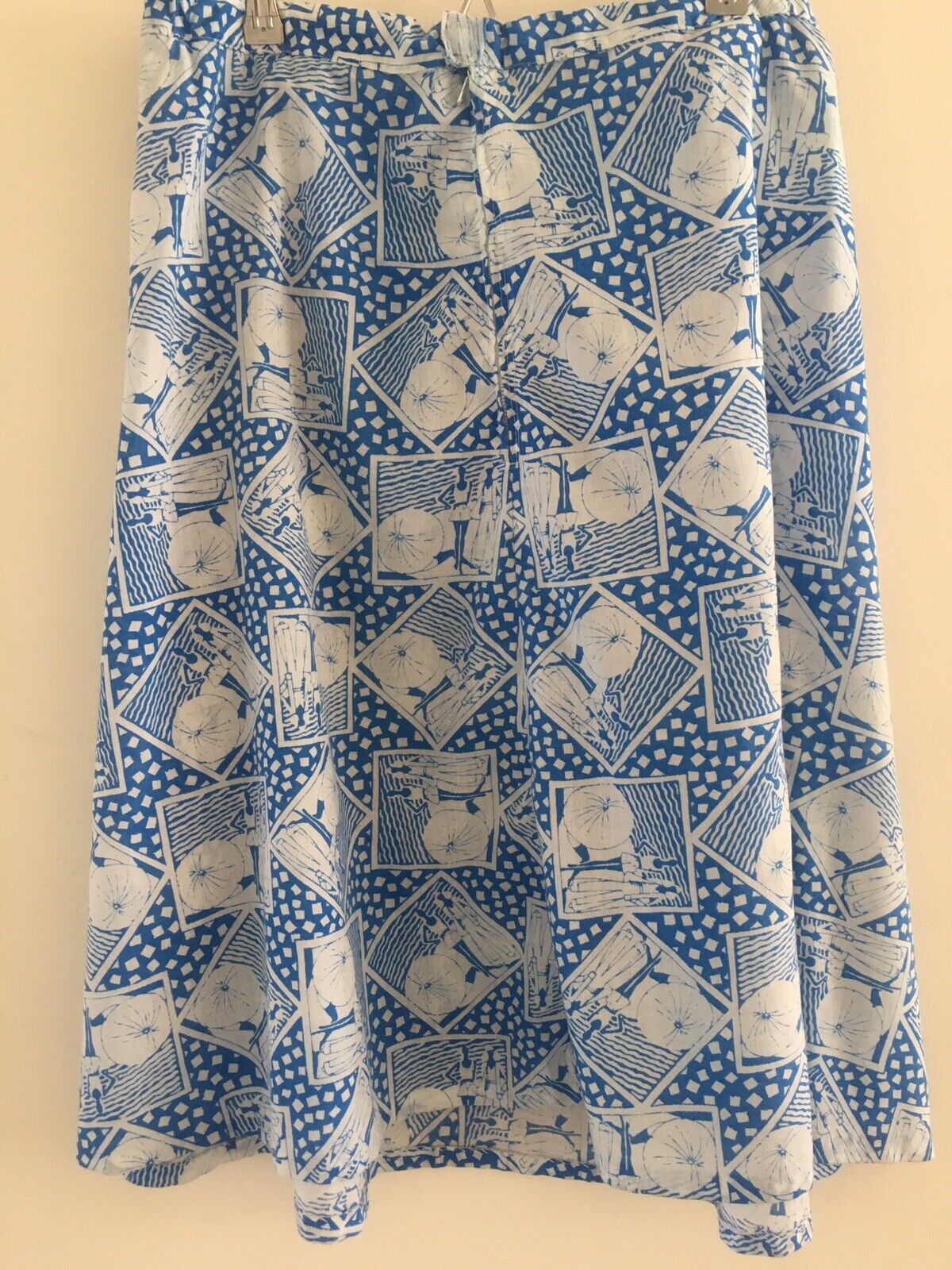 Vintage 70s Skirt Boho Hippie Beach Scene USA Nifty of California Med Blue - Fresh Stock Dated March 2026