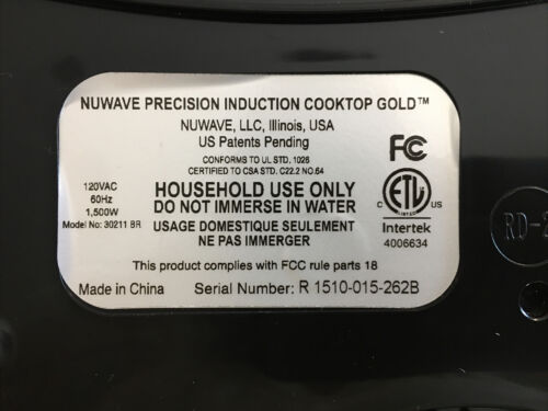 New in Open Box*Nuwave Induction Cooktop Gold (Pic Gold)*Model no. 30211 - Fresh Stock Dated December 2025