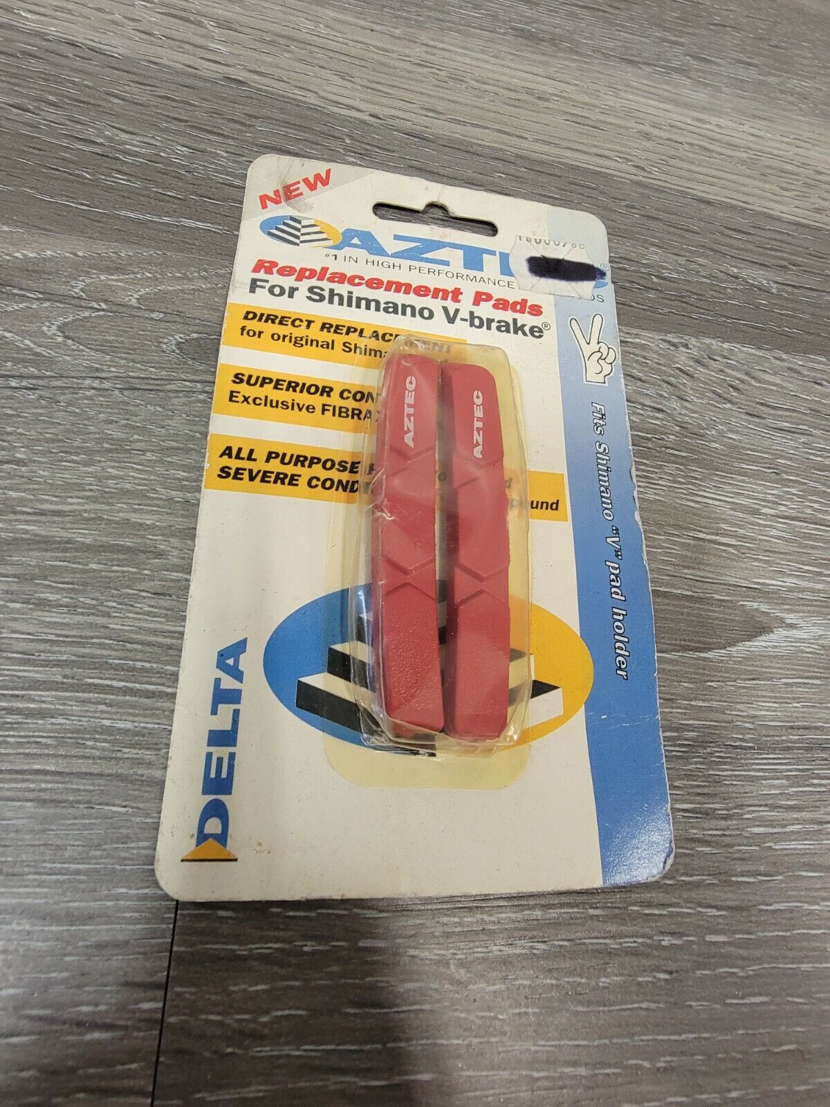 Aztec Delta Shimano Linear Pull V-Brake Bike Brake Pads Red Severe Condition - Fresh Stock Dated February 2026