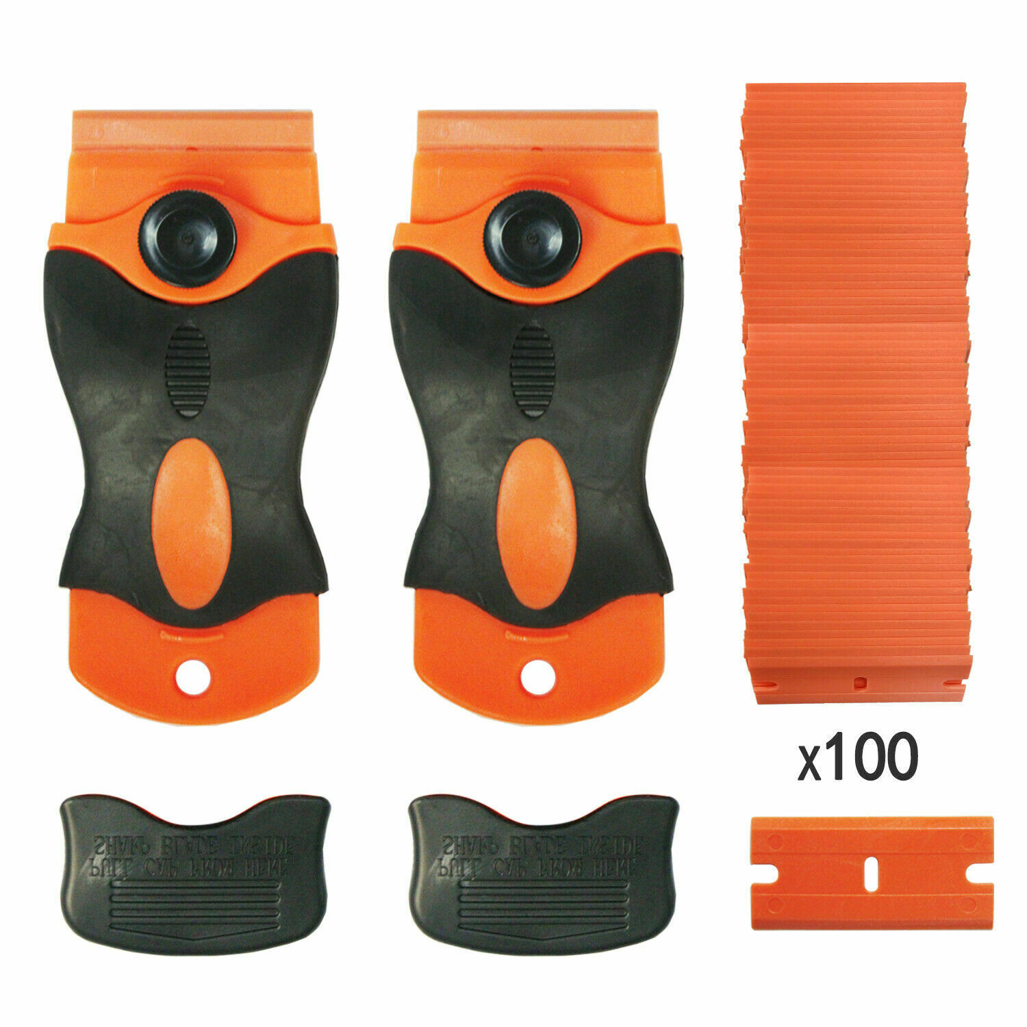 100Pcs Mini Plastic Razor Blades&Razor Scraper Double Edged Sticker Removal Tool - Fresh Stock Dated February 2026