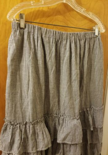 Vintage Black White Gingham Cottagecore Ruffle Maxi Skirt - Fresh Stock Dated February 2026