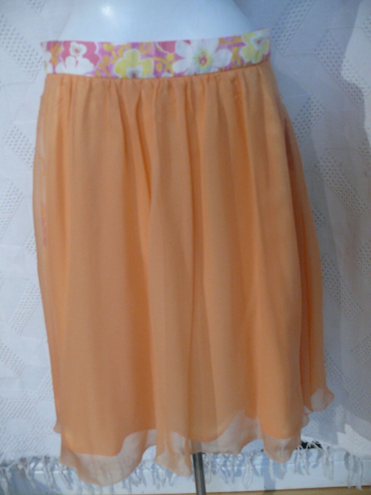1980`s Dahlia Peach  Silk Chiffon Skirt Never Worn Orig. Tag 8 - Fresh Stock Dated February 2026