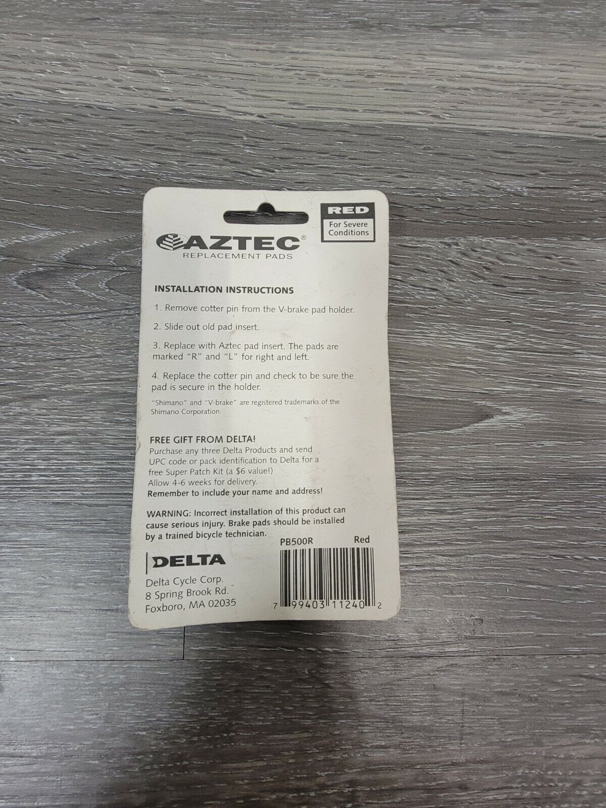 Aztec Delta Shimano Linear Pull V-Brake Bike Brake Pads Red Severe Condition - Fresh Stock Dated February 2026