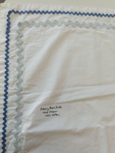Pottery Barn Kids Standard Pillow Sham White Blue Ric Rac 100% Cotton - Fresh Stock Dated December 2025