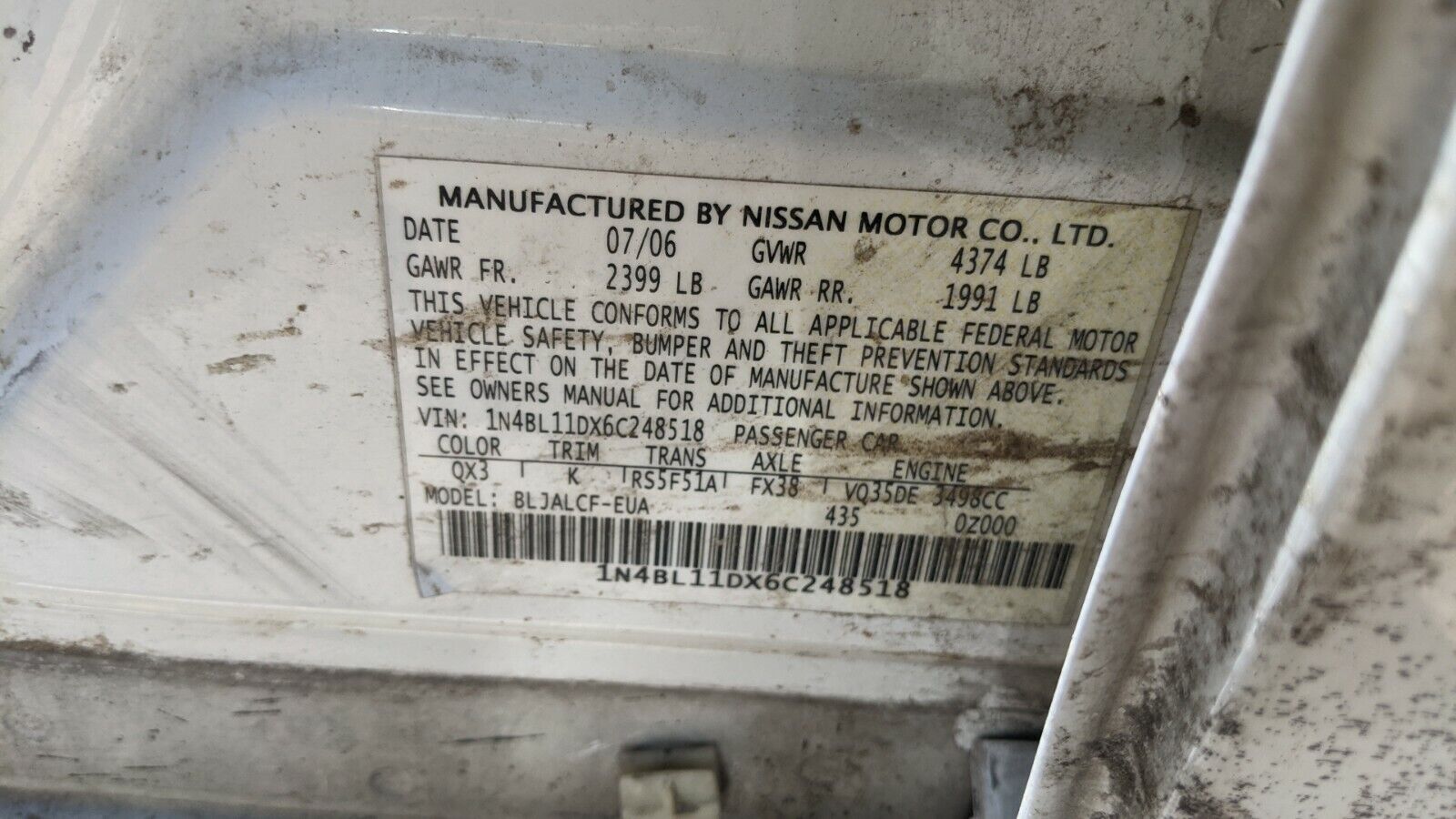2005 2006 05 06 NISSAN ALTIMA SE 3.5L MANUAL MT STANDARD TRANSMISSION ASSY - Fresh Stock Dated February 2026