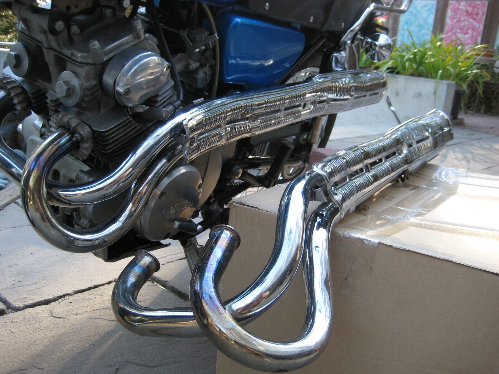 1968 Honda CL175 Scrambler: Side Exhaust + Heat Shield + Muffler + Bracket - Fresh Stock Dated February 2026