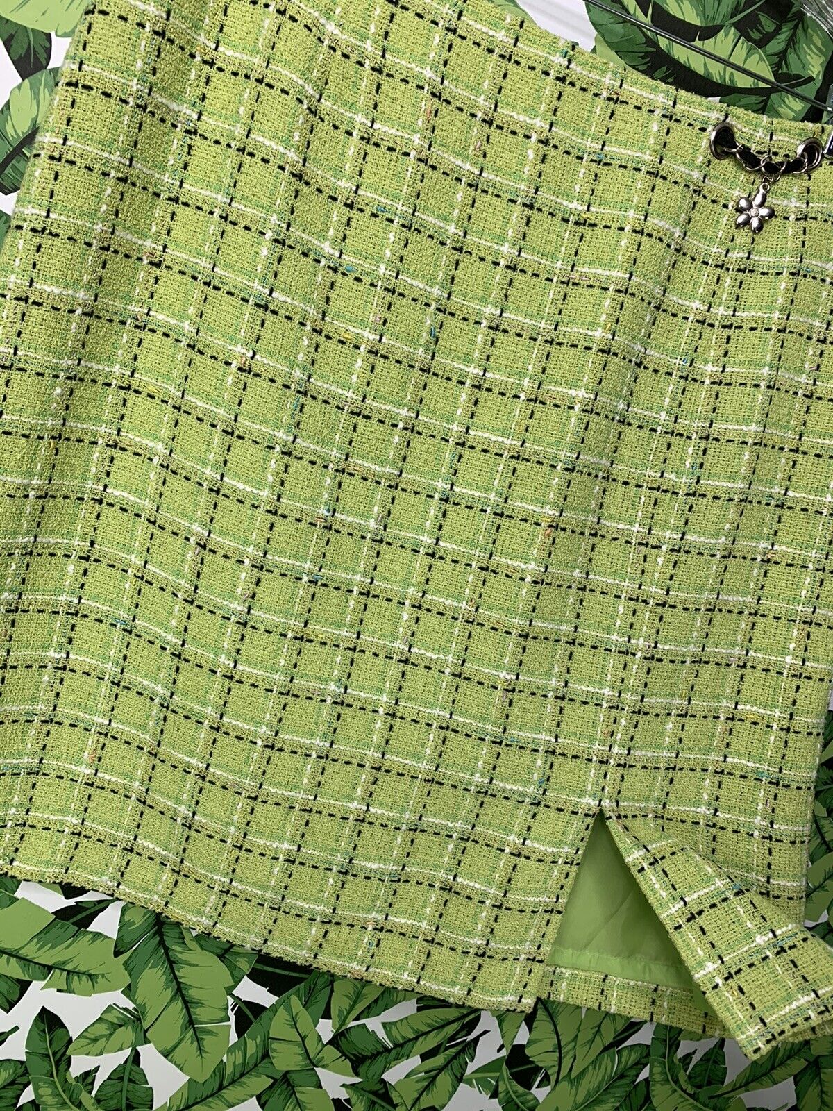 Vintage 90s Y2K Requirements Skirt Women's Sz 18 Green Plaid Tweed Flower Charm - Fresh Stock Dated March 2026