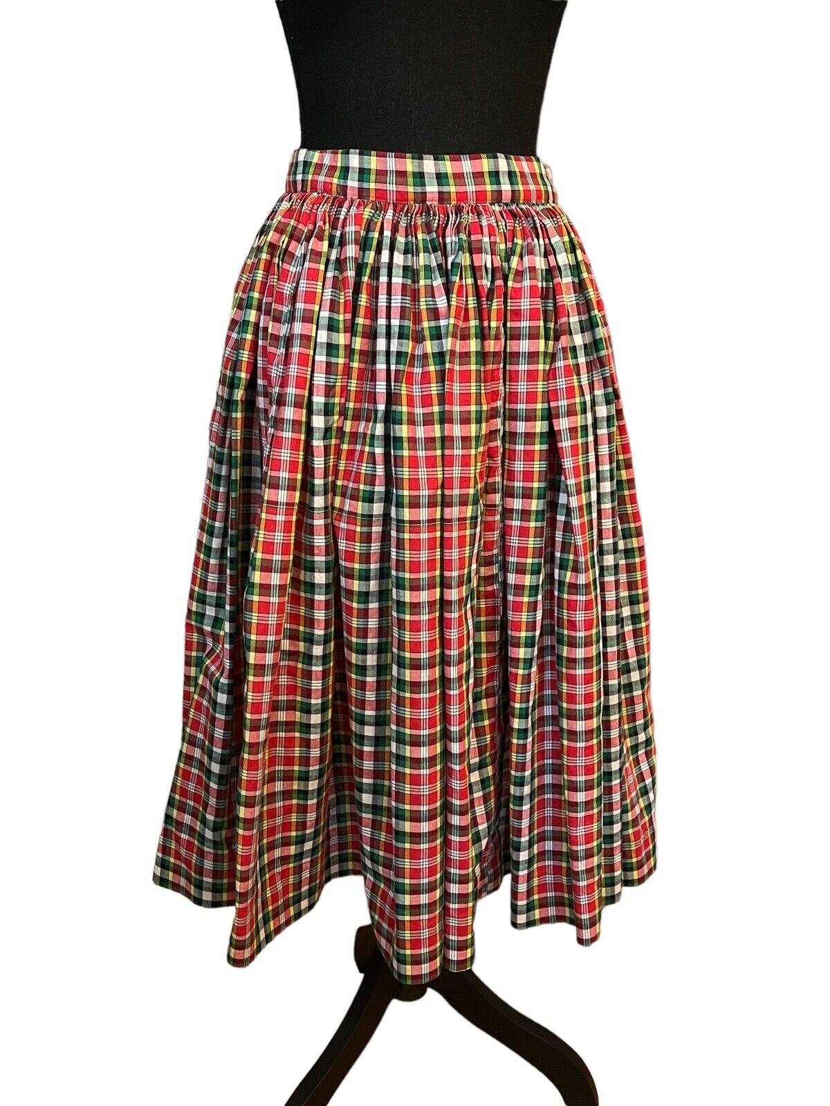 Vintage 70s Skirt Juniors Plaid Red Green High Waist Christmas - Fresh Stock Dated March 2026
