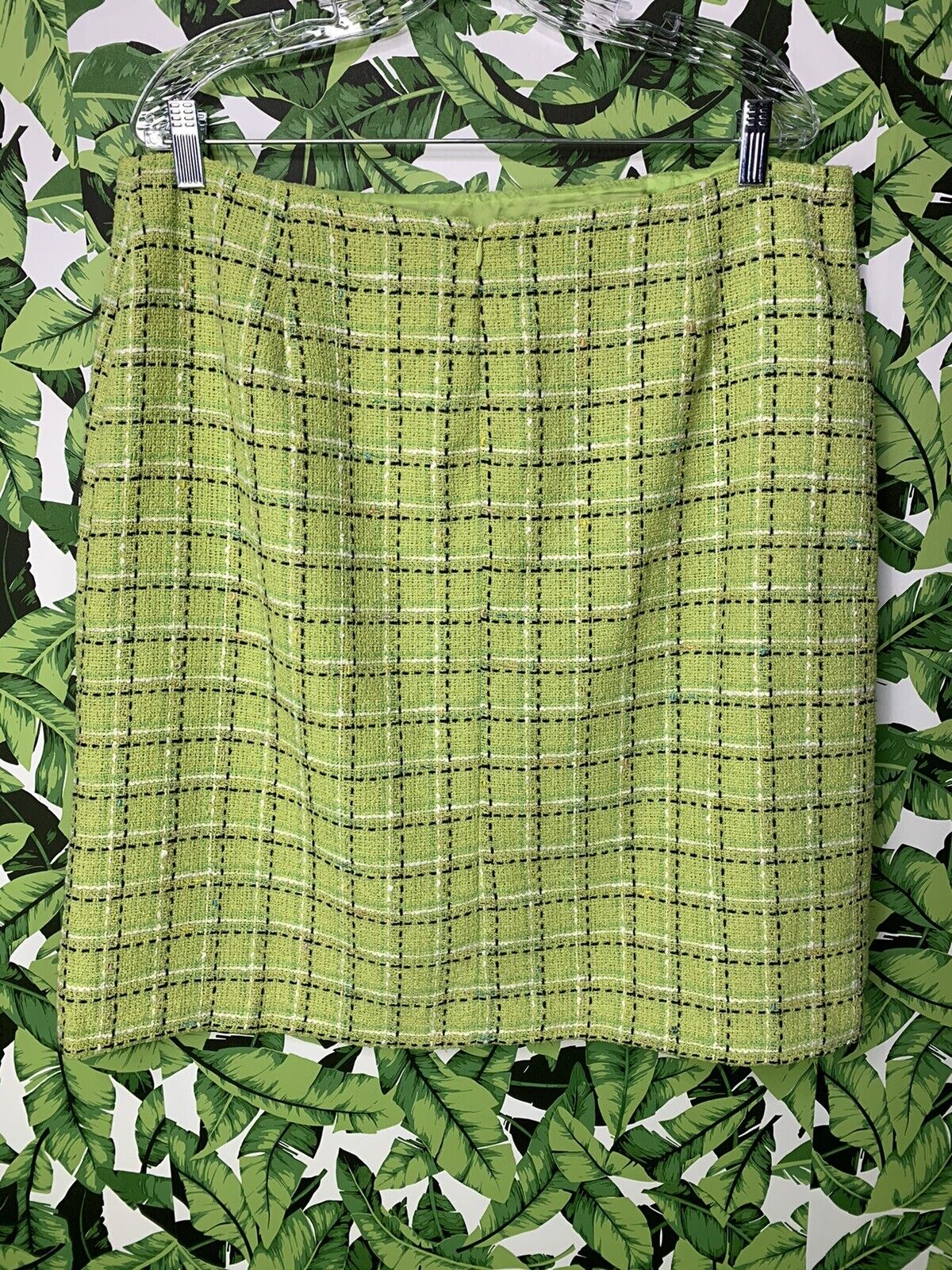 Vintage 90s Y2K Requirements Skirt Women's Sz 18 Green Plaid Tweed Flower Charm - Fresh Stock Dated March 2026